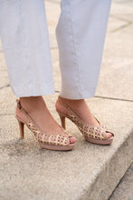 Load image into Gallery viewer, Handwoven platform peep-toe heels with slingback - 40149