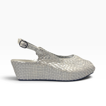 Load image into Gallery viewer, Handwoven Leather Peep-Toe Wedges