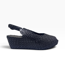 Load image into Gallery viewer, Handwoven Leather Peep-Toe Wedges