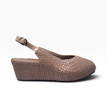 Load image into Gallery viewer, Handwoven Leather Peep-Toe Wedges