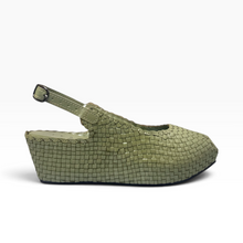 Load image into Gallery viewer, Handwoven Leather Peep-Toe Wedges