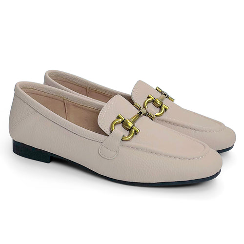 Classic Italian leather loafers with antique rosegold buckle