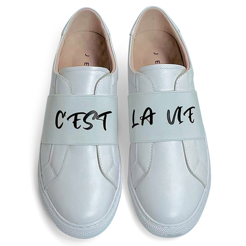 Leather sneakers with C'est la Vie