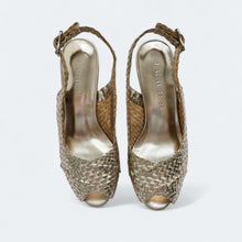 Load image into Gallery viewer, Handwoven platform peep-toe heels with slingback - 40759-1