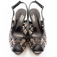 Load image into Gallery viewer, Handwoven platform peep-toe heels with slingback - 40149