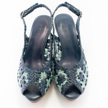 Load image into Gallery viewer, Handwoven platform peep-toe heels with slingback - 40149