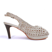 Load image into Gallery viewer, Handwoven platform peep-toe heels with slingback - 40149