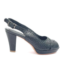 Load image into Gallery viewer, Handwoven platform peep-toe heels with slingback - 40759-1