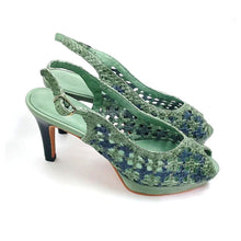 Load image into Gallery viewer, Handwoven platform peep-toe heels with slingback - 40149
