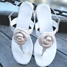 Load image into Gallery viewer, Leather Camellia Flowers Sandals - K2115
