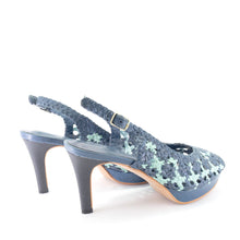 Load image into Gallery viewer, Handwoven platform peep-toe heels with slingback - 40149
