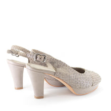 Load image into Gallery viewer, Handwoven platform peep-toe heels with slingback - 40759-1