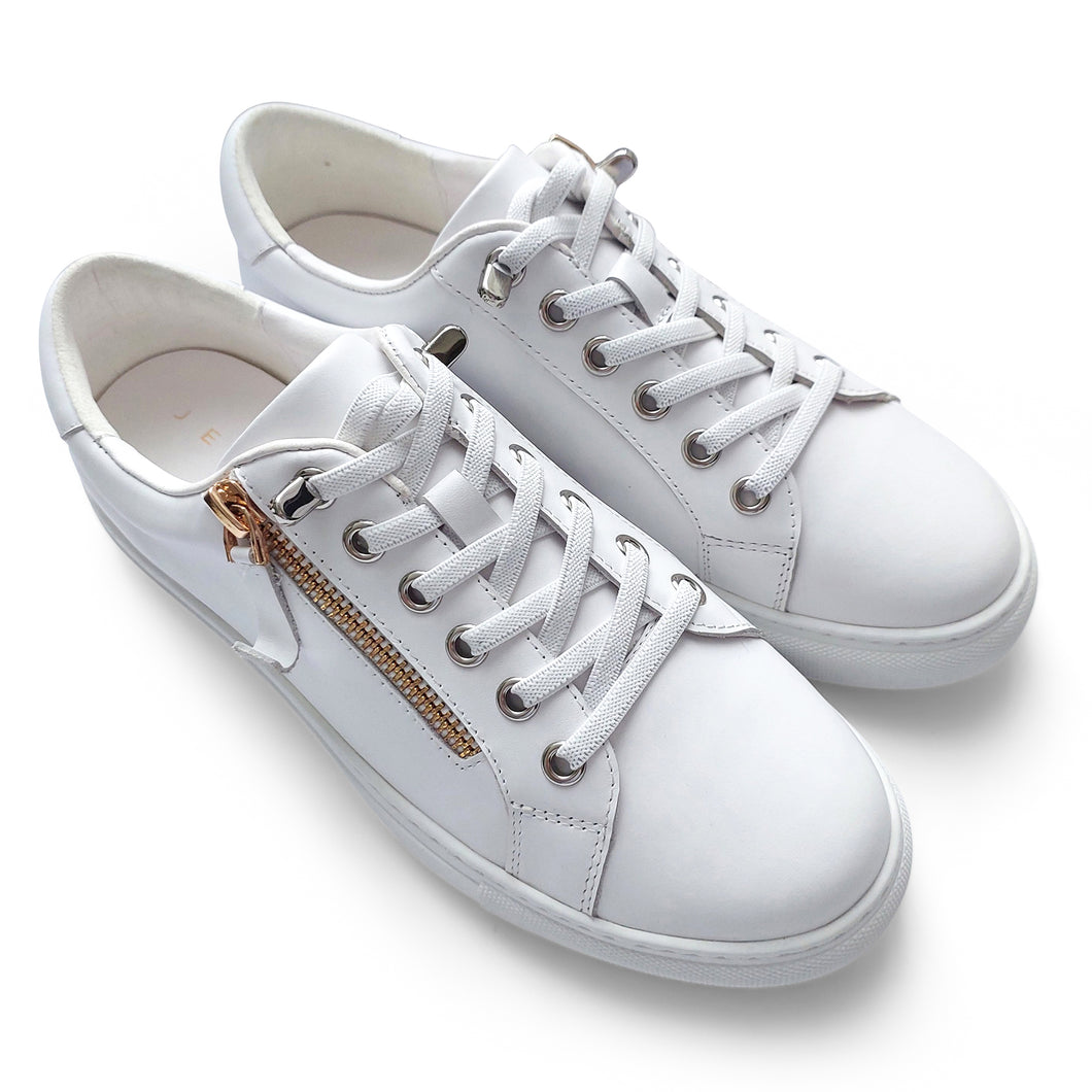 Lightweight sneakers with side gold zip