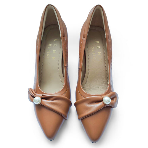 Pearlie Signature lambskin pumps with bow