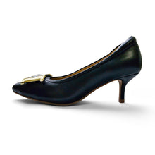 Load image into Gallery viewer, Harper Signature lambskin pumps with gold buckle
