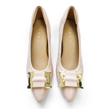 Load image into Gallery viewer, Harper Signature lambskin pumps with gold buckle
