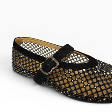 Load image into Gallery viewer, Amaryllis Crystal Mesh Mary Janes
