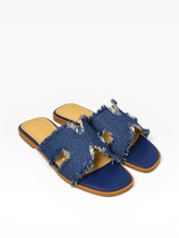 Load image into Gallery viewer, Colette Denim Slides
