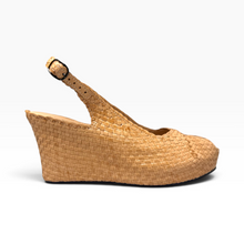 Load image into Gallery viewer, Handwoven Leather High Peep Toe Wedges with criss cross front
