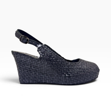 Load image into Gallery viewer, Handwoven Leather High Peep Toe Wedges with criss cross front
