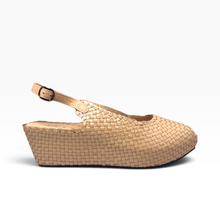 Load image into Gallery viewer, Handwoven Leather Peep-Toe Wedges
