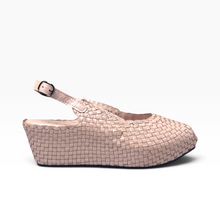 Load image into Gallery viewer, Handwoven Leather Peep-Toe Wedges
