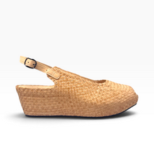 Load image into Gallery viewer, Handwoven Leather Peep-Toe Wedges
