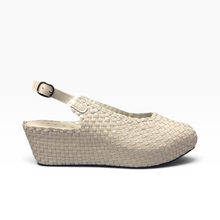 Load image into Gallery viewer, Handwoven Leather Peep-Toe Wedges
