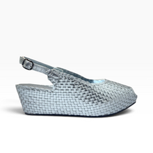 Load image into Gallery viewer, Handwoven Leather Peep-Toe Wedges
