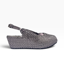 Load image into Gallery viewer, Handwoven Leather Peep-Toe Wedges
