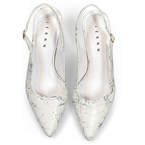 Abstract design heels with back strap