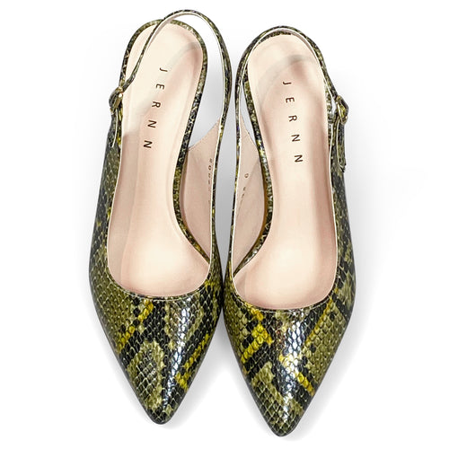 Snakeskin design heels with back strap