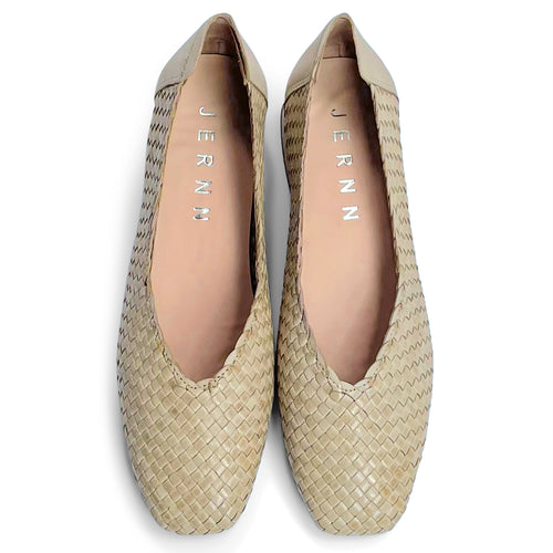 Evelyn handwoven square round low pumps