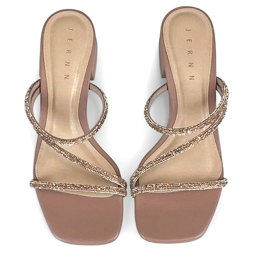 Diva low diamond embellished heels