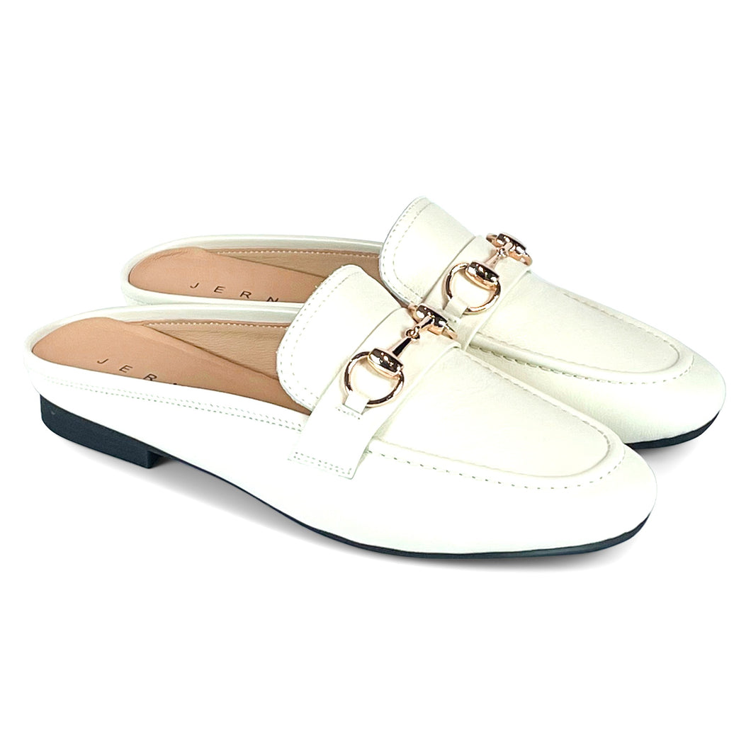 Classic Italian leather loafer mules with horsebit detail