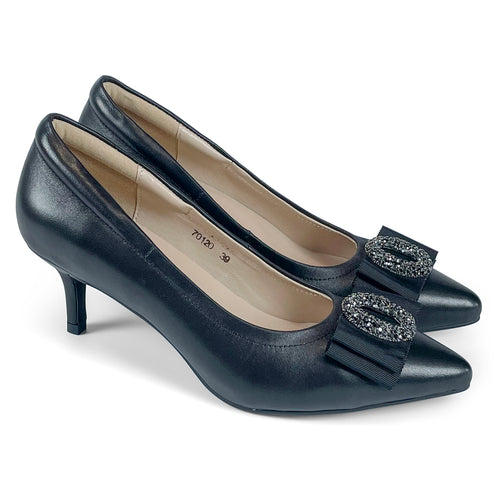 Alexis Signature lambskin pumps with glittery buckle