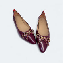 Load image into Gallery viewer, Vaness tweed flats with gold chain ribbon
