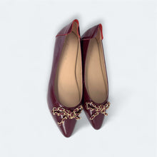 Load image into Gallery viewer, Vaness tweed flats with gold chain ribbon
