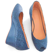 Load image into Gallery viewer, Quinn Handwoven leather high peep toe wedges
