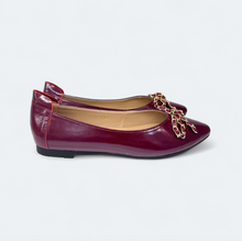 Load image into Gallery viewer, Vaness tweed flats with gold chain ribbon

